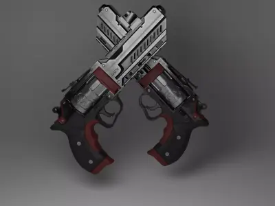 Gun revolver  Low-poly 3D model