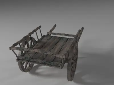 Ancient Wooden Cart Low-poly 3D model