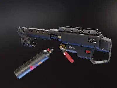 Under Barrel Flamethrower Low-poly 3D model