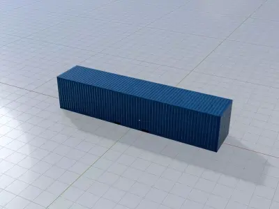 Shipping Container gentian blue 40ft Low-poly 3D model