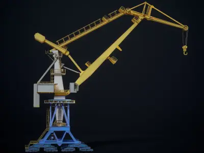 Double JIB Level Luffing Port Crane 3D model