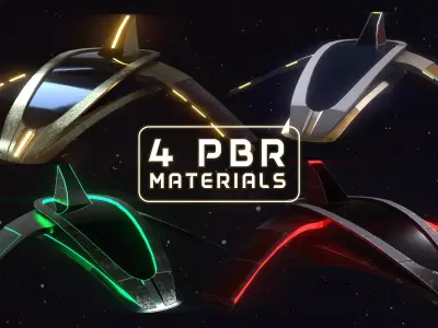 Futuristic spaceship with 4 different materials 4k Low-poly 3D model