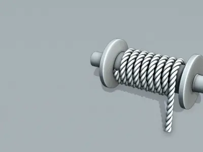 Well rope Pulley Low-poly 3D model