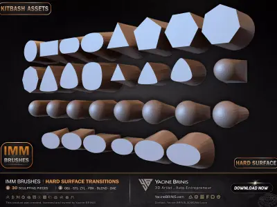 30 Hard Surface IMM Transitions Low-poly 3D model