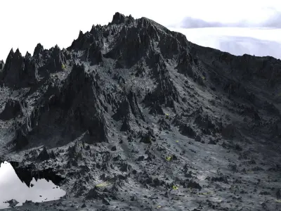 Mordor Mountain rock terrain 1 3D model