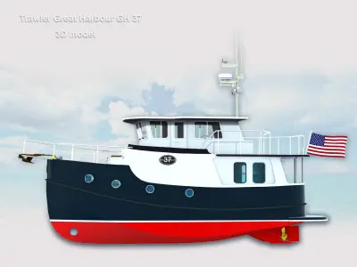 Trawlers Great Harbour GH 37  Low-poly 3D model