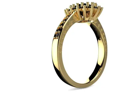 Black and White Diamond Vintage Engagement Ring 3D print model