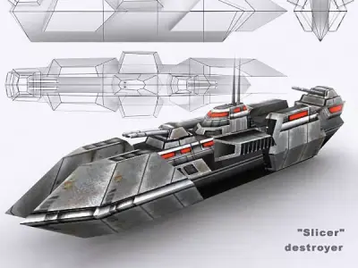 3DRT - Sci-Fi Naval Vessel - Slicer2 Low-poly 3D model