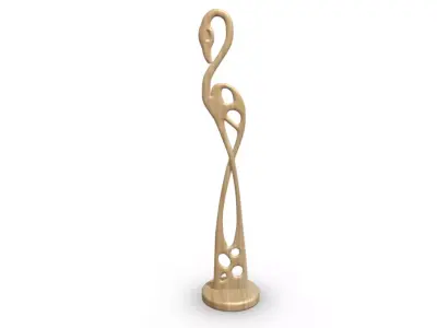 Egret wood carving 3D model