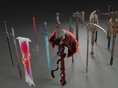 Stylized Fantasy Weapons Set 2 3D model