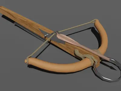 Crossbow bow and arrow Low-poly 3D model