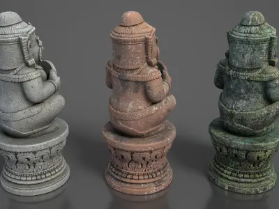 Ancient Khmer Statue14-250523 Low-poly 3D model