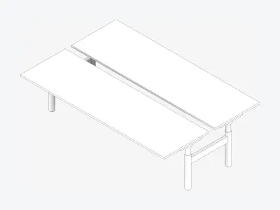 Desk - Rectangle - Simplicity - Adjustable Height - Double Low-poly 3D model