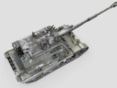 Destroyed 2S19 Msta 152 mm self-propelled howitzer M1990  3D model buy