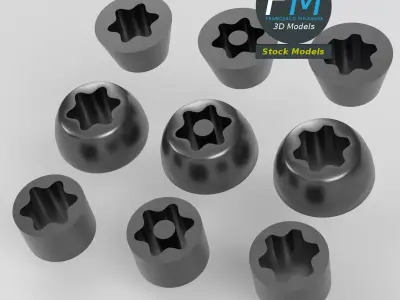 6-point star drive screw collection 3D model
