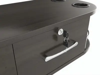 Hairdresser Wall-mounted Desk with Mirror 3D model