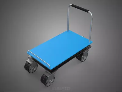 INDUSTRIAL PLATFORM DOLLY CART TROLLEY PALLET BARROW TRANSPORT 4 3D model