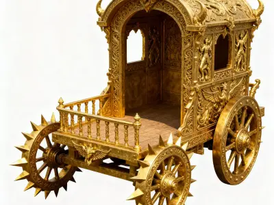 Midas Might Golden War Chariot 3D Model Low-poly 3D model