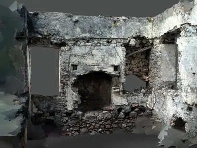 Abandoned House Ruined Part Scan - Fireplace 03 3D model