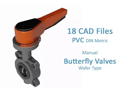 PVC Manual Butterfly Valves - Wafer Type - DIN PN16 Free 3D model