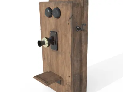 Early 1900s Antique Oak Wall Telephone 3D model
