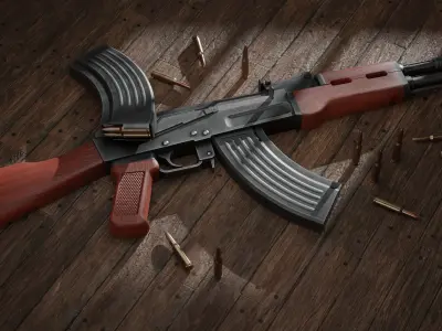 AK 47 Game Ready Low-poly 3D model