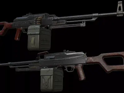 PKM Light Machine Gun Low-poly 3D model purchase