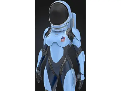 Futuristic Female Astronaut Low-poly 3D model
