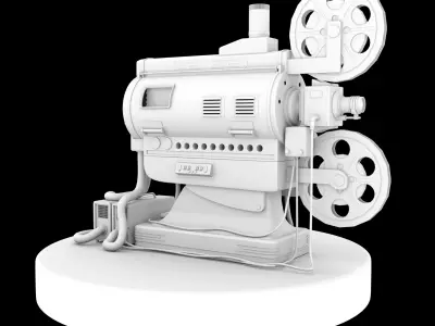 Old Film Reel Projector Gaming Asset Low-poly 3D model