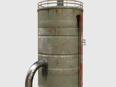Old tank with pipes Reservoir Low-poly 3D model Low-poly 3D model