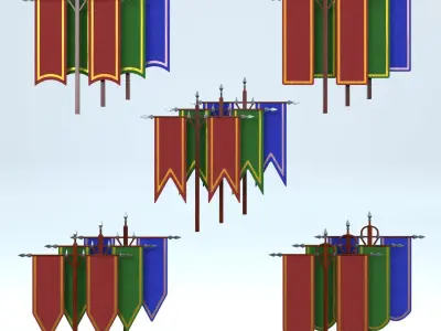 Double Banners 3D model