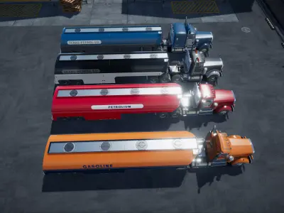 Vintage tanker semitruck unity asset Low-poly 3D model