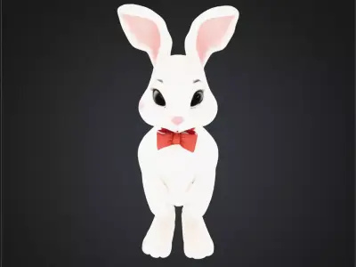 Cute Cartoon White Rabbit Character 3D model