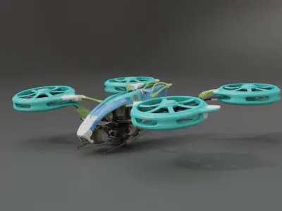 Futuristic quad copter drone Low-poly 3D model