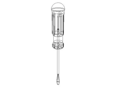 Flat Tip Screw Driver 2mm x 130mm Overall 3D model