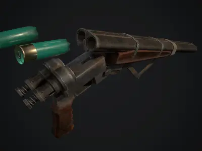 Hunter machine gun Low-poly 3D model