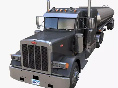 Peterbilt 379 custom fuel trailer Low-poly 3D model