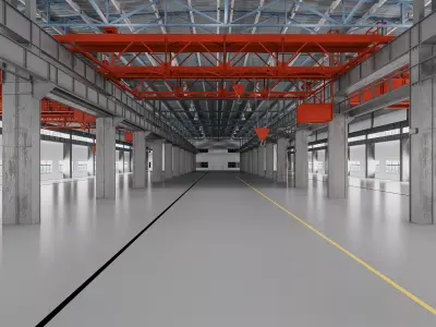 Modern heavy industrial factory building 3D model