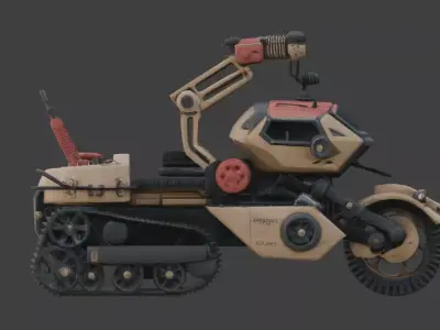 Realistic Hard Sci-Fi Half-Track Recon Motorcycle Low-poly 3D model