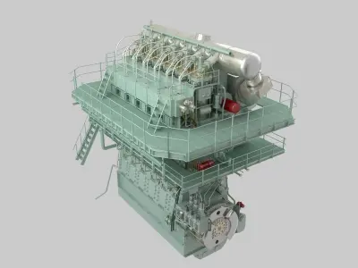 Marine low speed diesel engine 3D model
