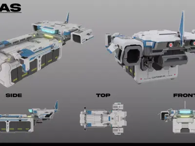 Cargo Spaceship I ATLAS Cargo Freighter I IRON BULL  Low-poly 3D model