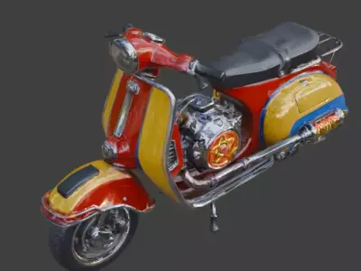Vintage Atompunk Nuclear Fusion Scooter 3D Model Low-poly 3D model