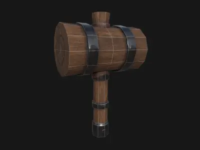 low poly hammer wooden Free low-poly 3D model