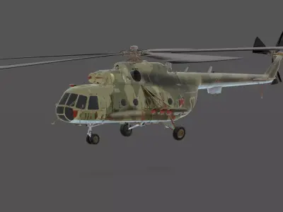 Mil Mi-8MT Hip Helicopter 3D Model Soviet Russian Transport Low-poly 3D model
