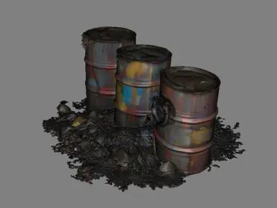 Industrial Hazard Barrel Duo Game Ready PBR Pack Low-poly 3D model