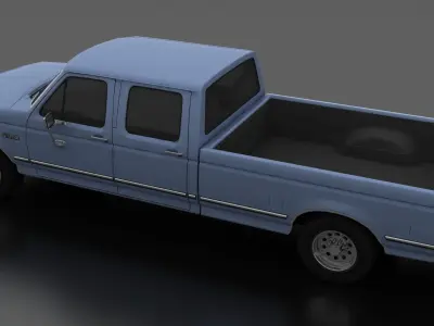 F-Series F-350 Pickup 1992 CrewCab Low-poly 3D model