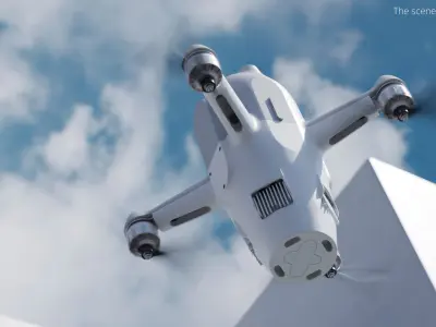  Quadrotor Tactical Drone for Air Defense White Rigged 