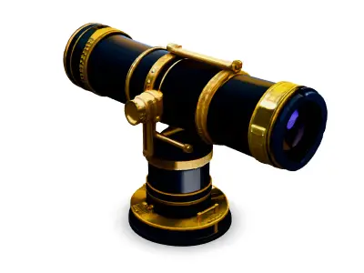 Luxury Gold and Black Telescope Model Low-poly 3D model