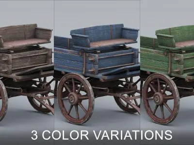 Game Ready Wagon Low-poly 3D model