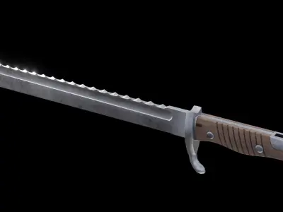 German bayonet Seitengewehr  S98 05 with sawback Low-poly 3D model